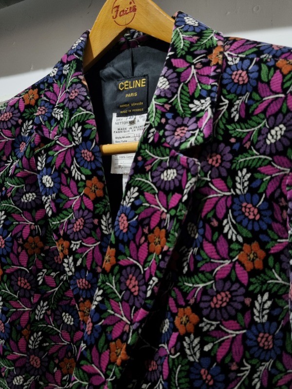 CELINE 80&#039;s flower pattern velvet jacket