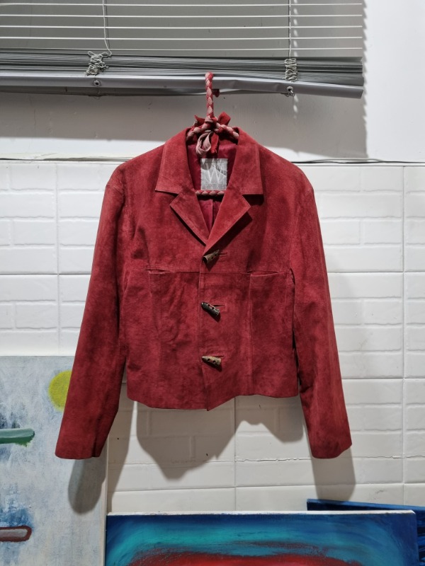 WORK SHOP by yohji yamamoto red leather short jacket