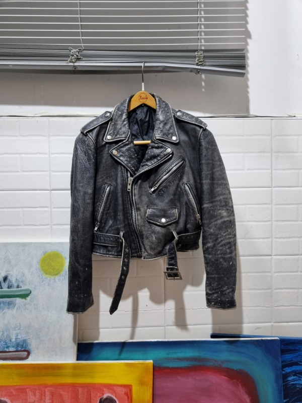 VINTAGE leather old rider jacket