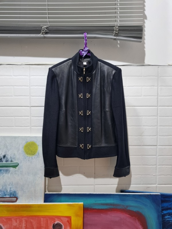 ST. JOHN collection by marie gray leather detail jacket