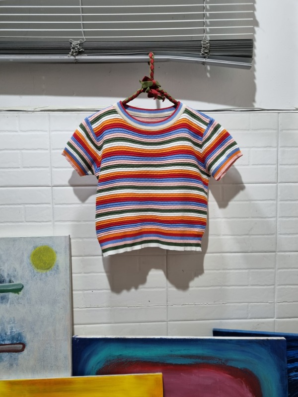 VINTAGE rainbow color half kint shirts