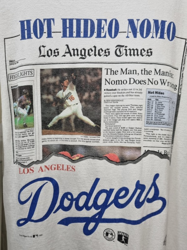 Nomo Hideo 1995 the los angeles time reprinted by permission t-shirts