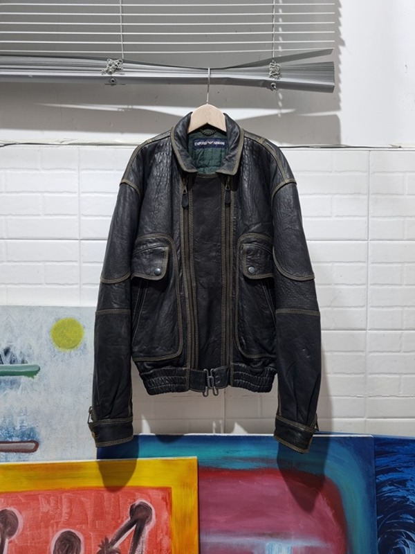 EMPORIO ARMANI real leather bomber jacket