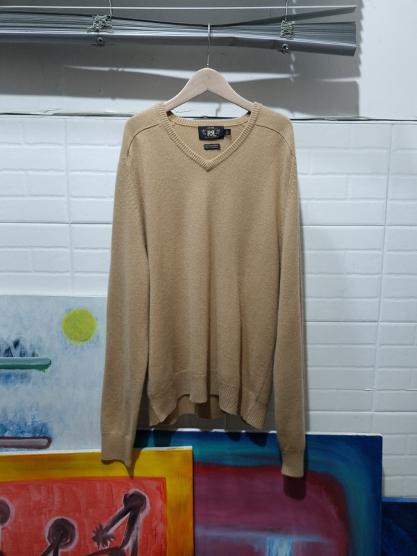DOUBLE RL cashmere &amp; lambs wool v-neck knit