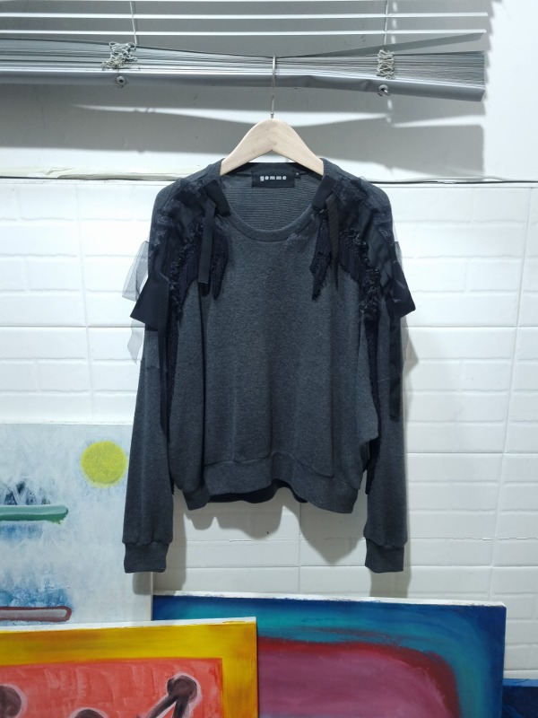 GOMME lace detail sweat shirt