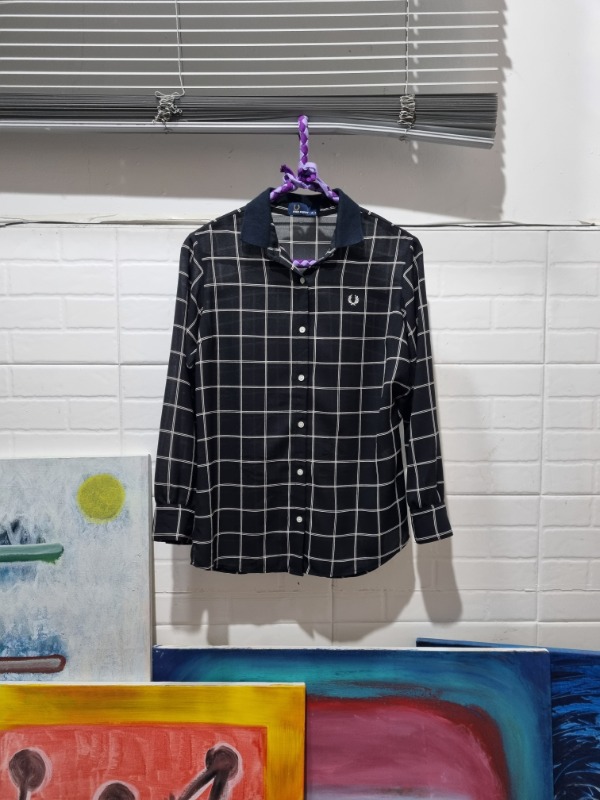 FRED PERRY see-through check shirt