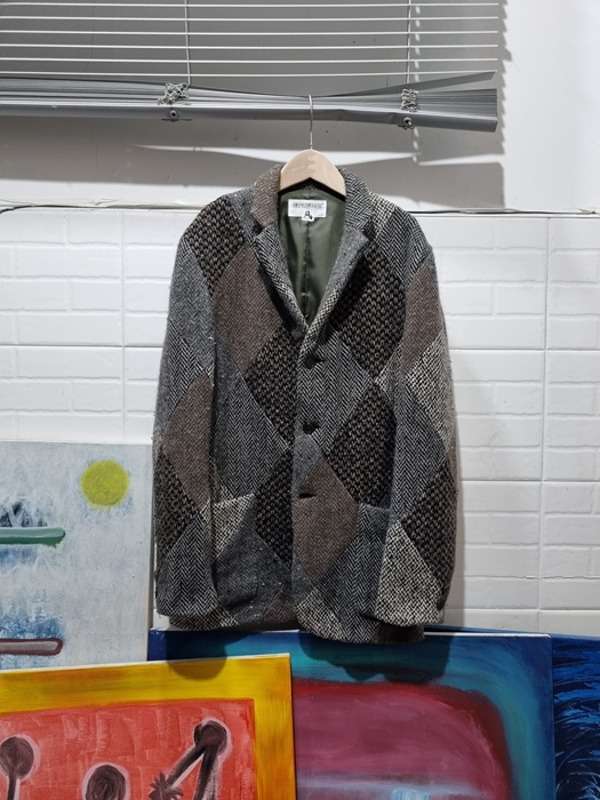 nepenthes tweed patchwork wool jacket