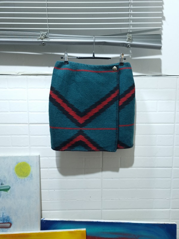 RALPH LAUREN country indian blanket wool wrap skirt